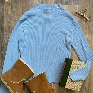 Vintage ‘90s Sky‎ Blue Women's Ribbed Turtleneck Long Sleeve Sweater Size Large